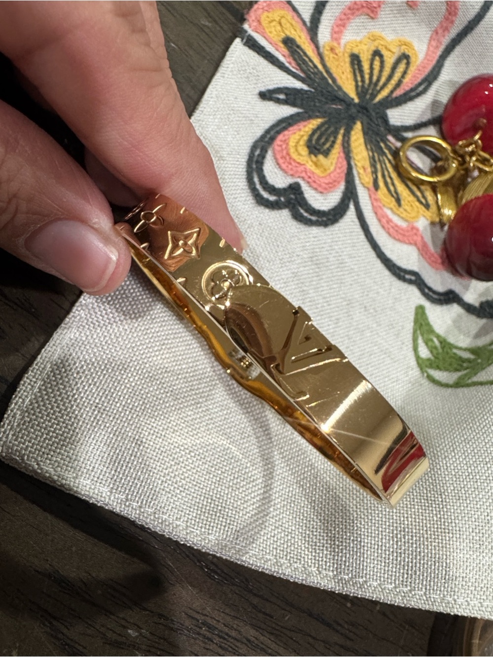 Gold Logo-Embossed Metal Hair Barrette - Designer Style